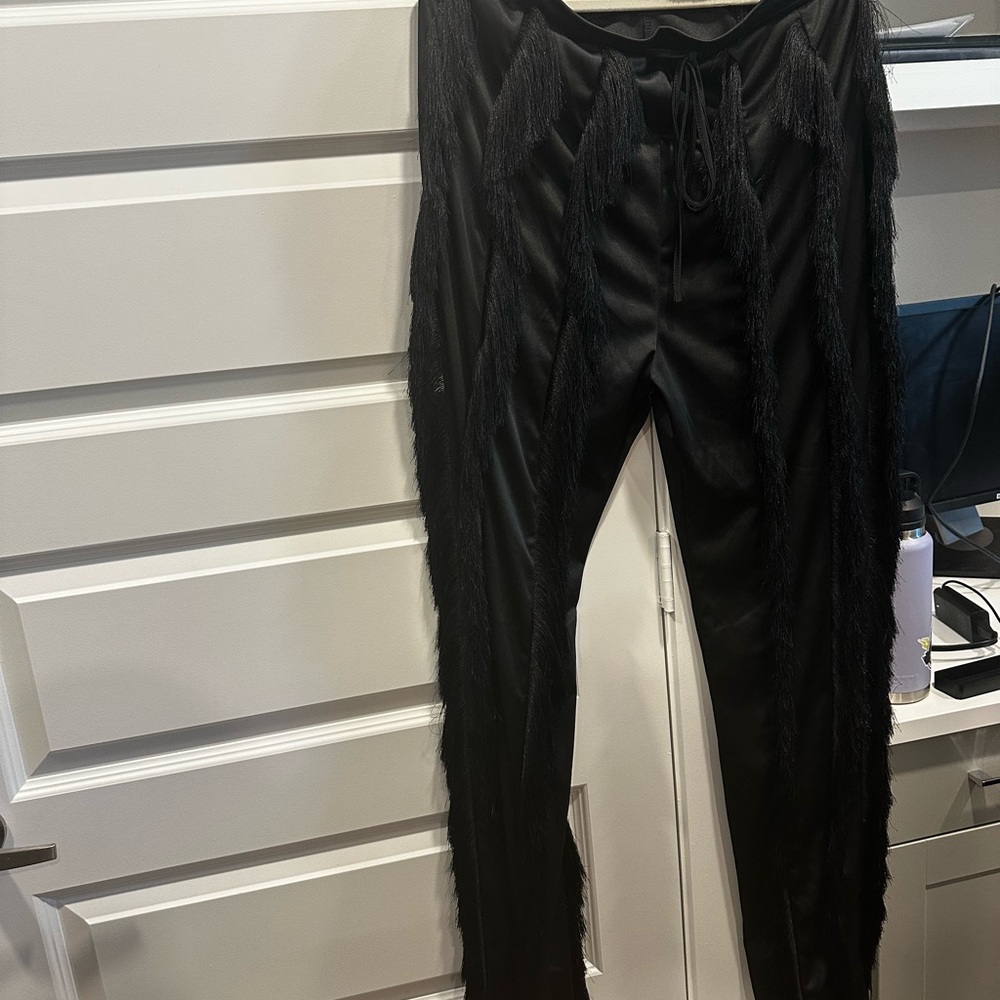 Black Slim-Fit Joggers with Ruched Design